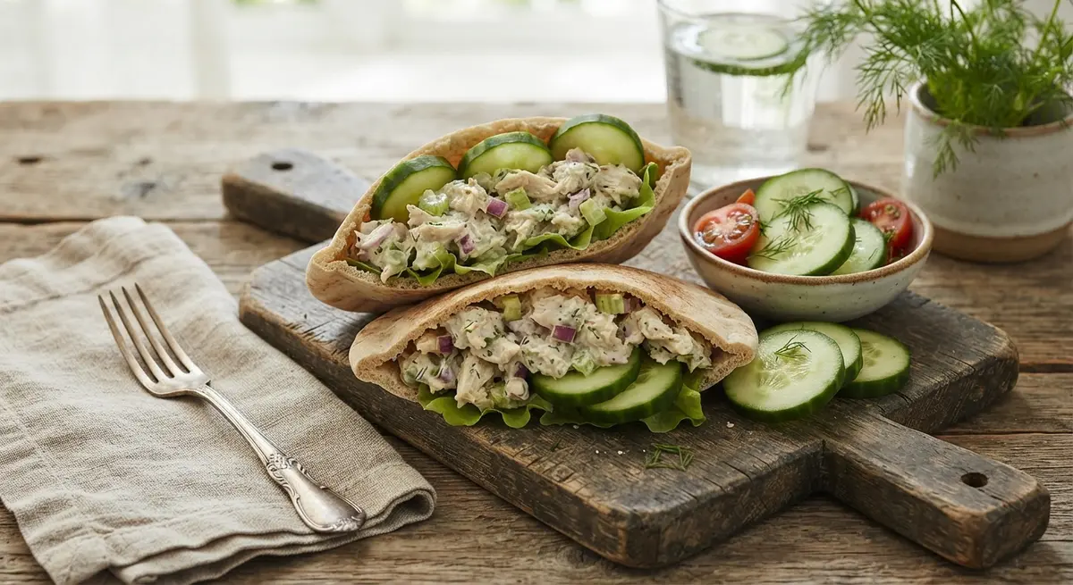 Chicken Salad Pita Pocket + Cucumber